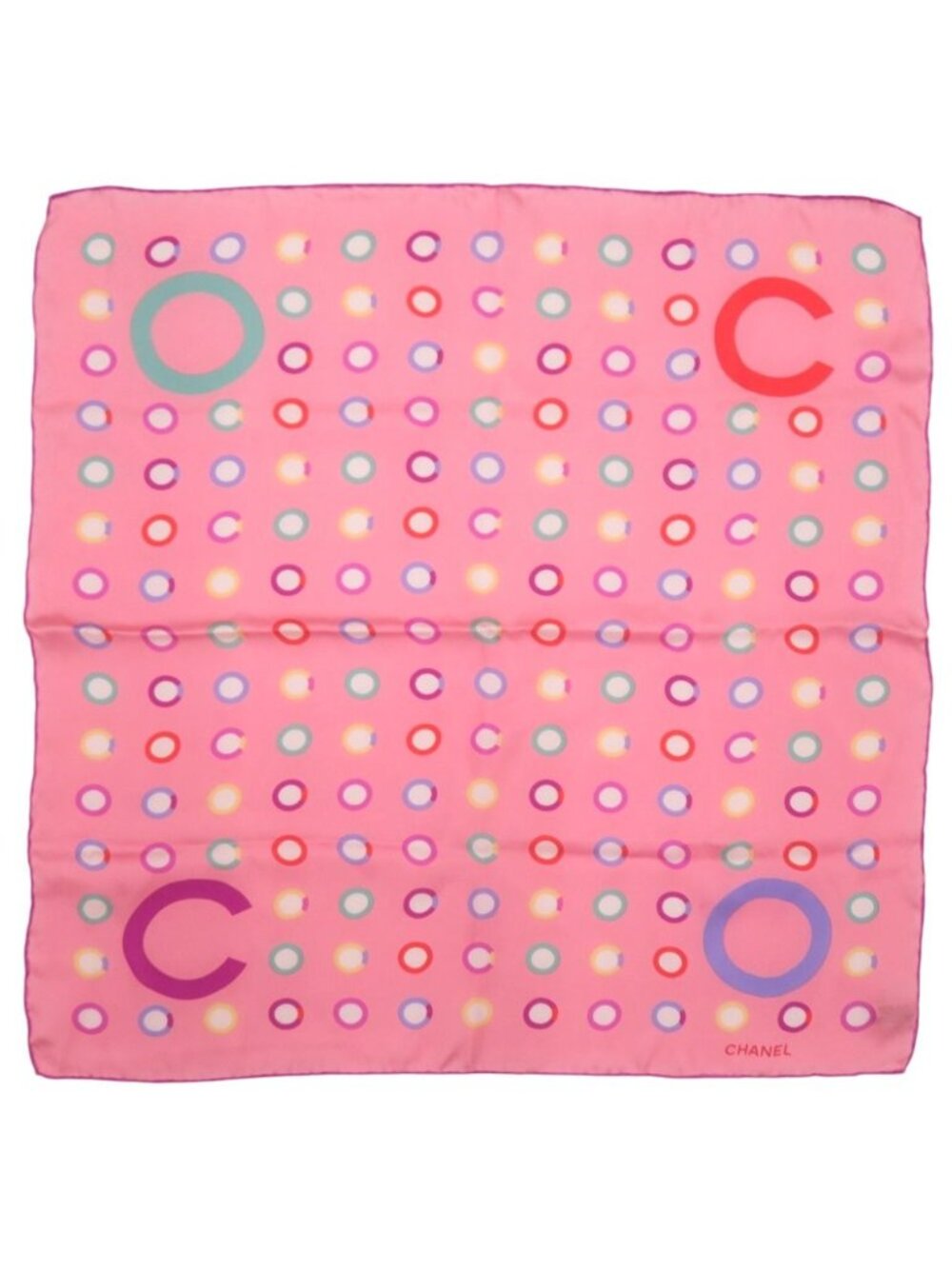 Chanel Logo Scarf Silk Pink